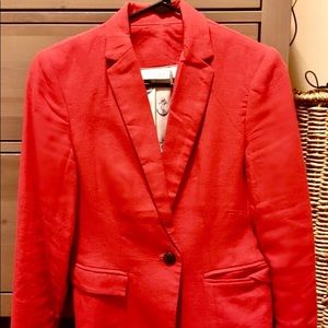 Kenar Linen Blend Blazer (Red)